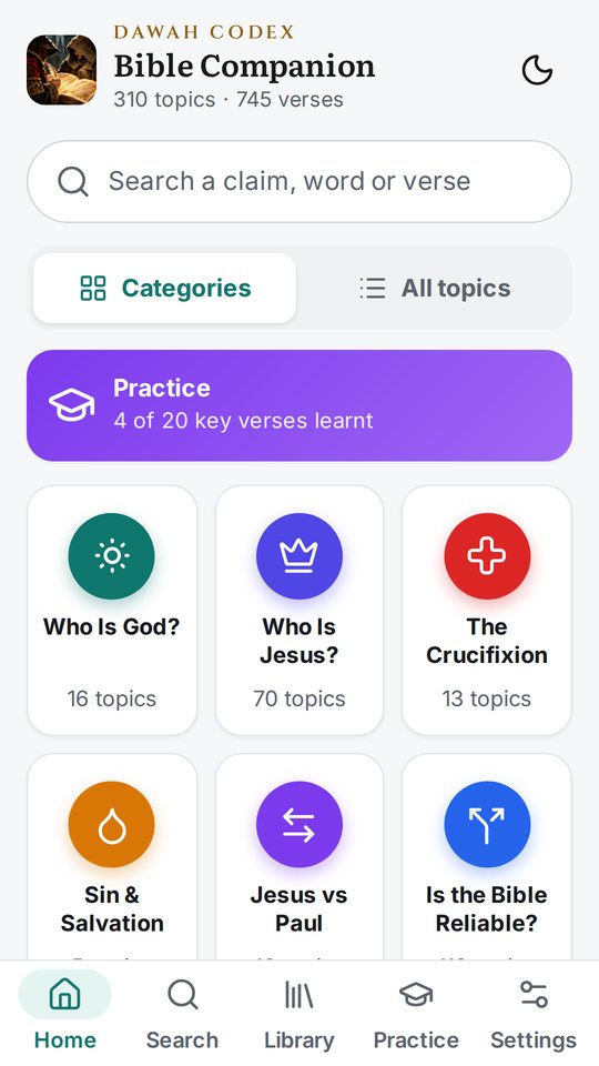 Home screen with categories